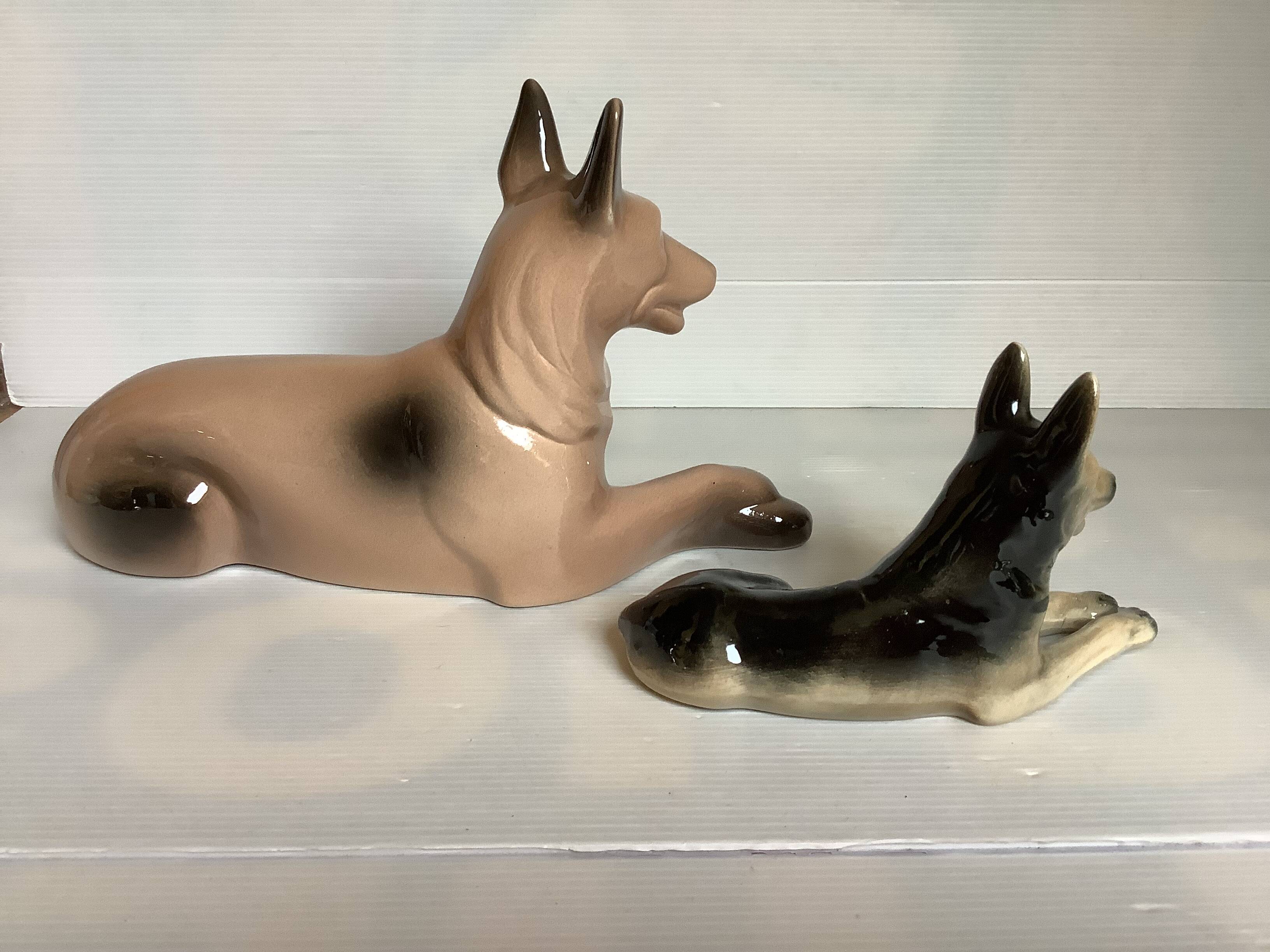 A pair of German shepherds.