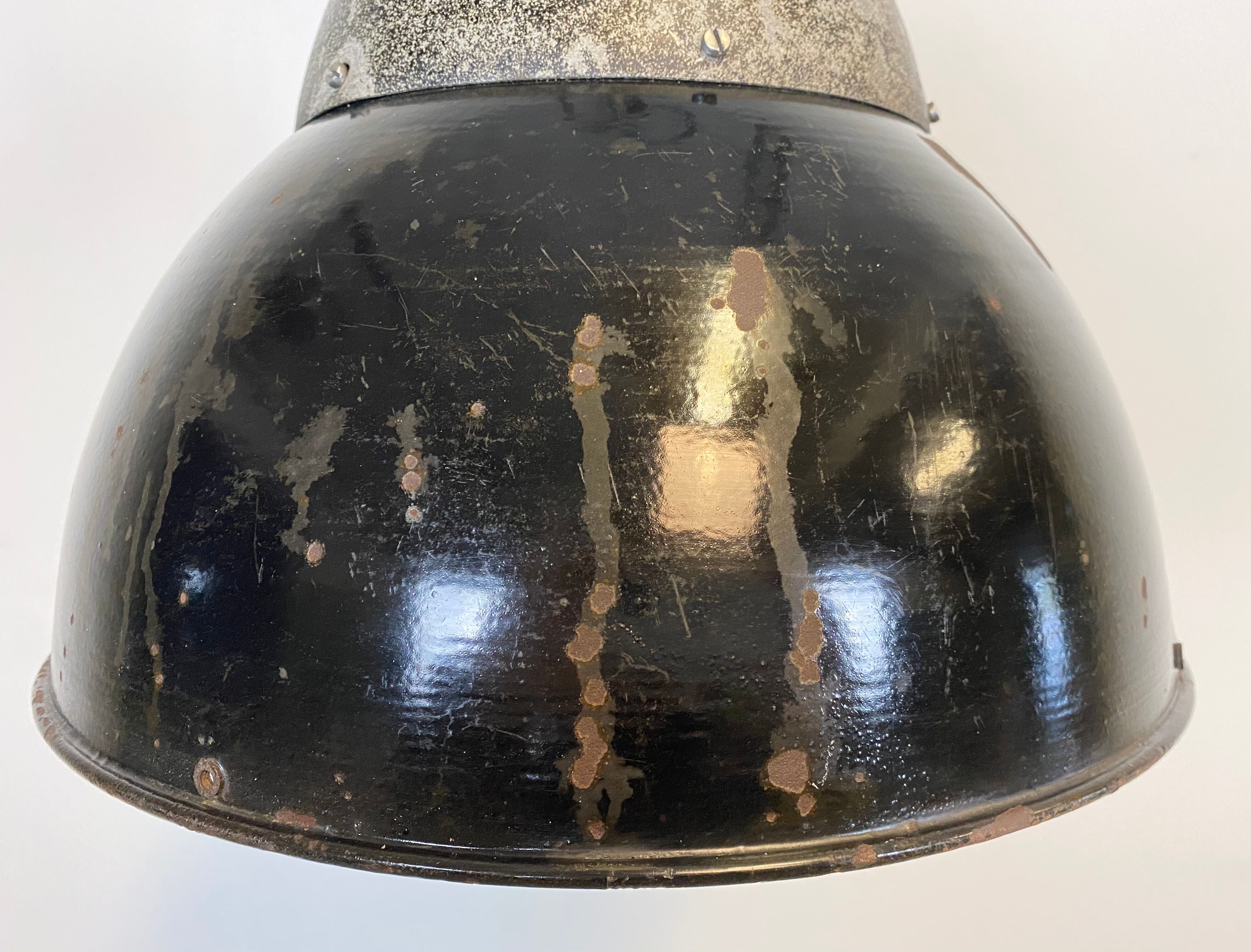 Vintage Black Enameled Hanging Lamp, 1930s