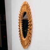 Miroir encadré en rotin et canne