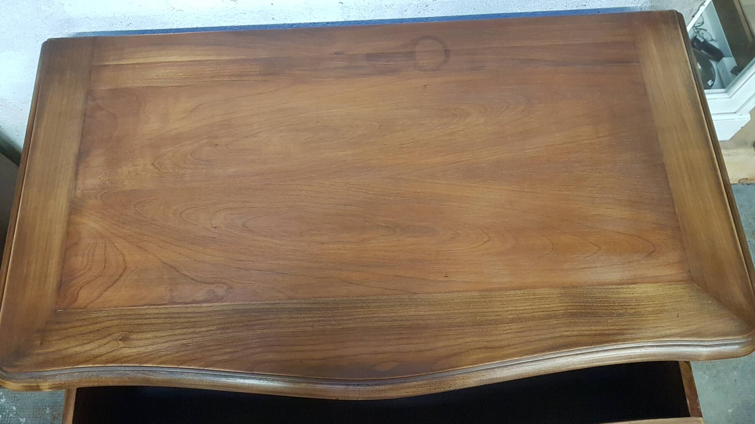 Beautiful curved chest of drawers in patinated Louis XV style