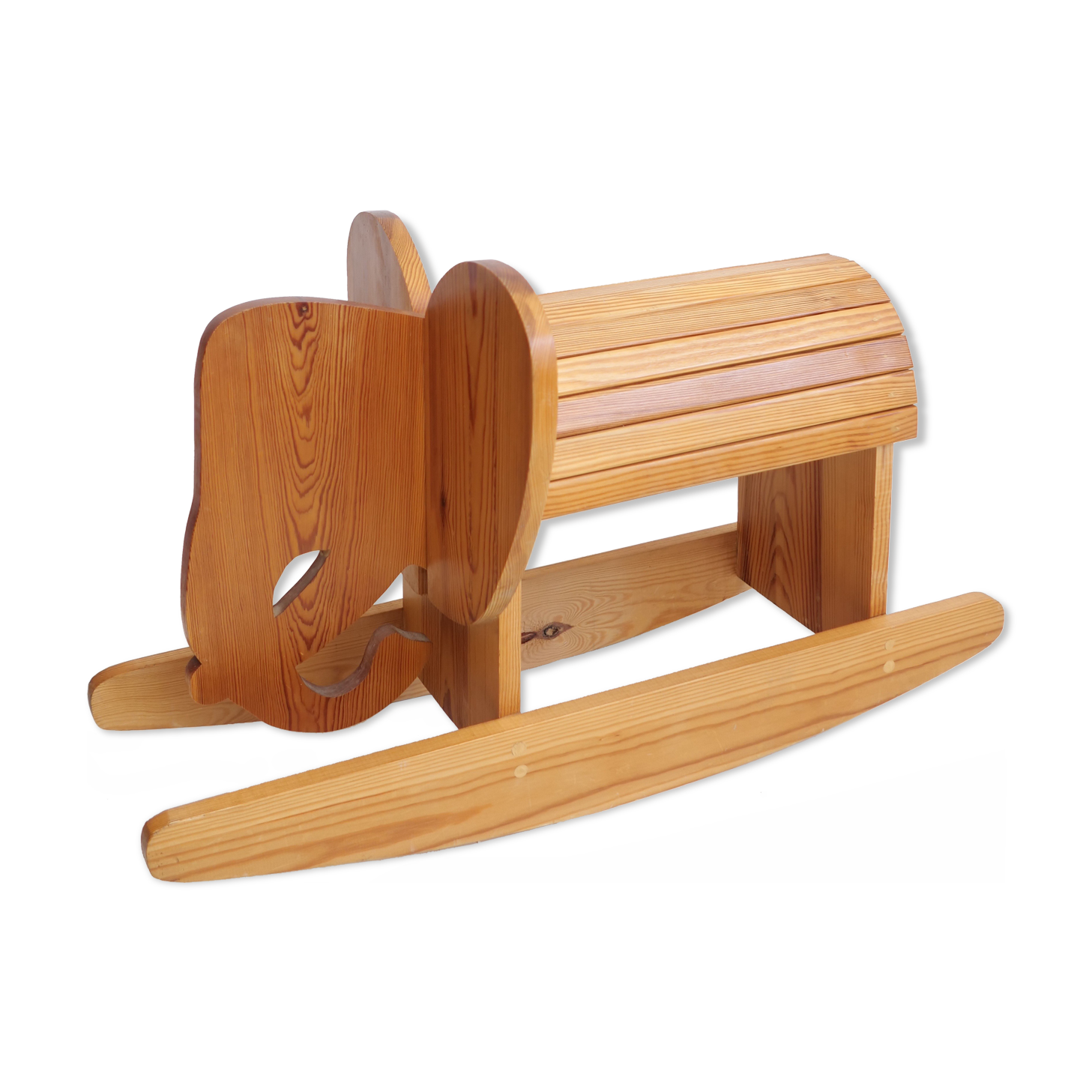 Elephant à bascule en bois vintage