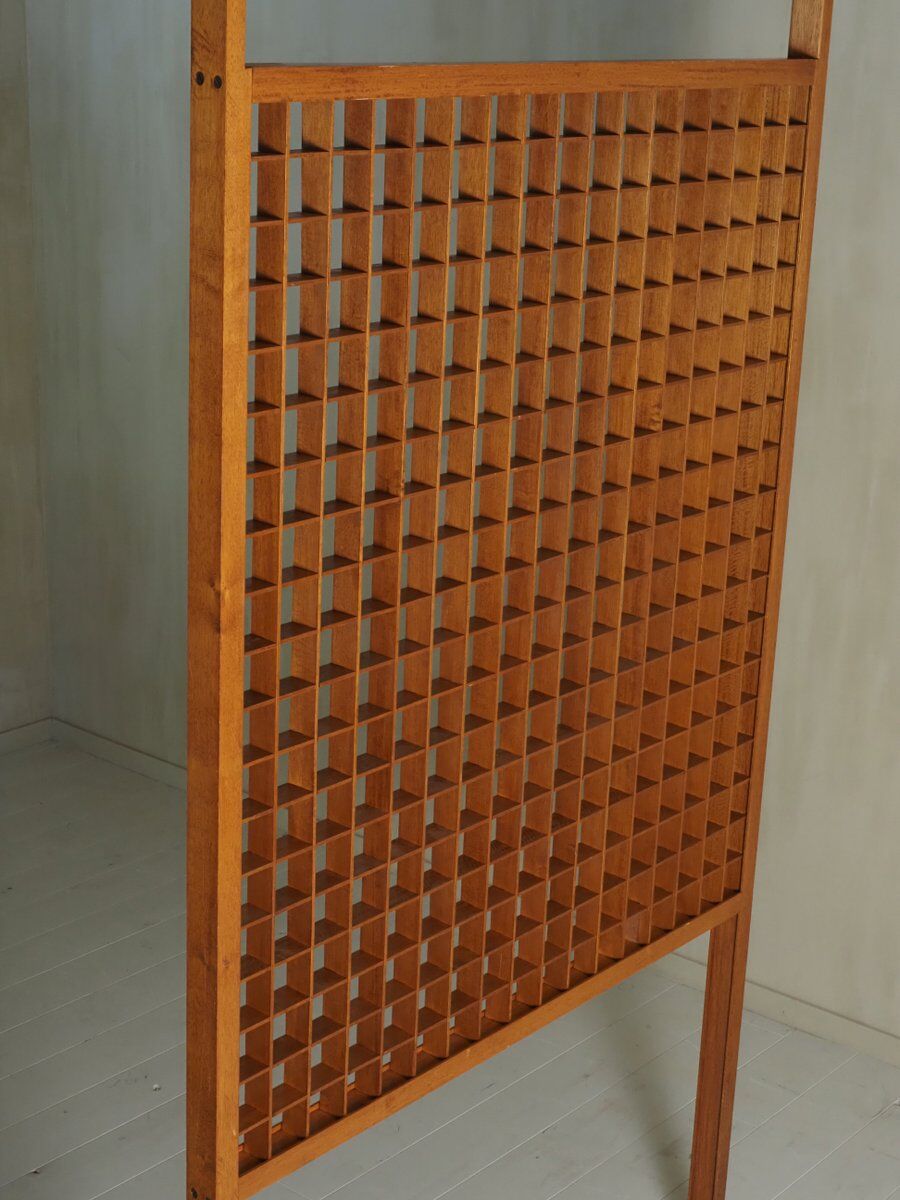Wooden room divider with lattice design, 1960s