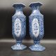 Antique 19th century Delft pair of hexagonal vases - Petrus Regout Maestricht