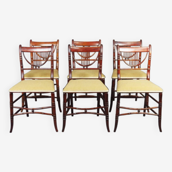 Ensemble de six chaises style faux bambou