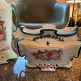 Planter and 2 vases in earthenware decorations flowers