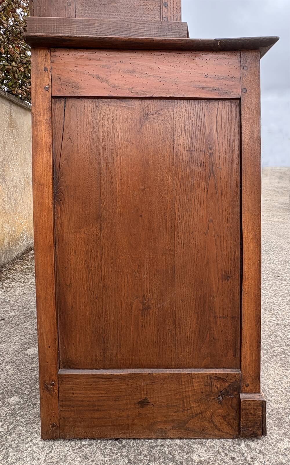 Two-body oak sideboard, circa 1890 — antique glasses and assembly