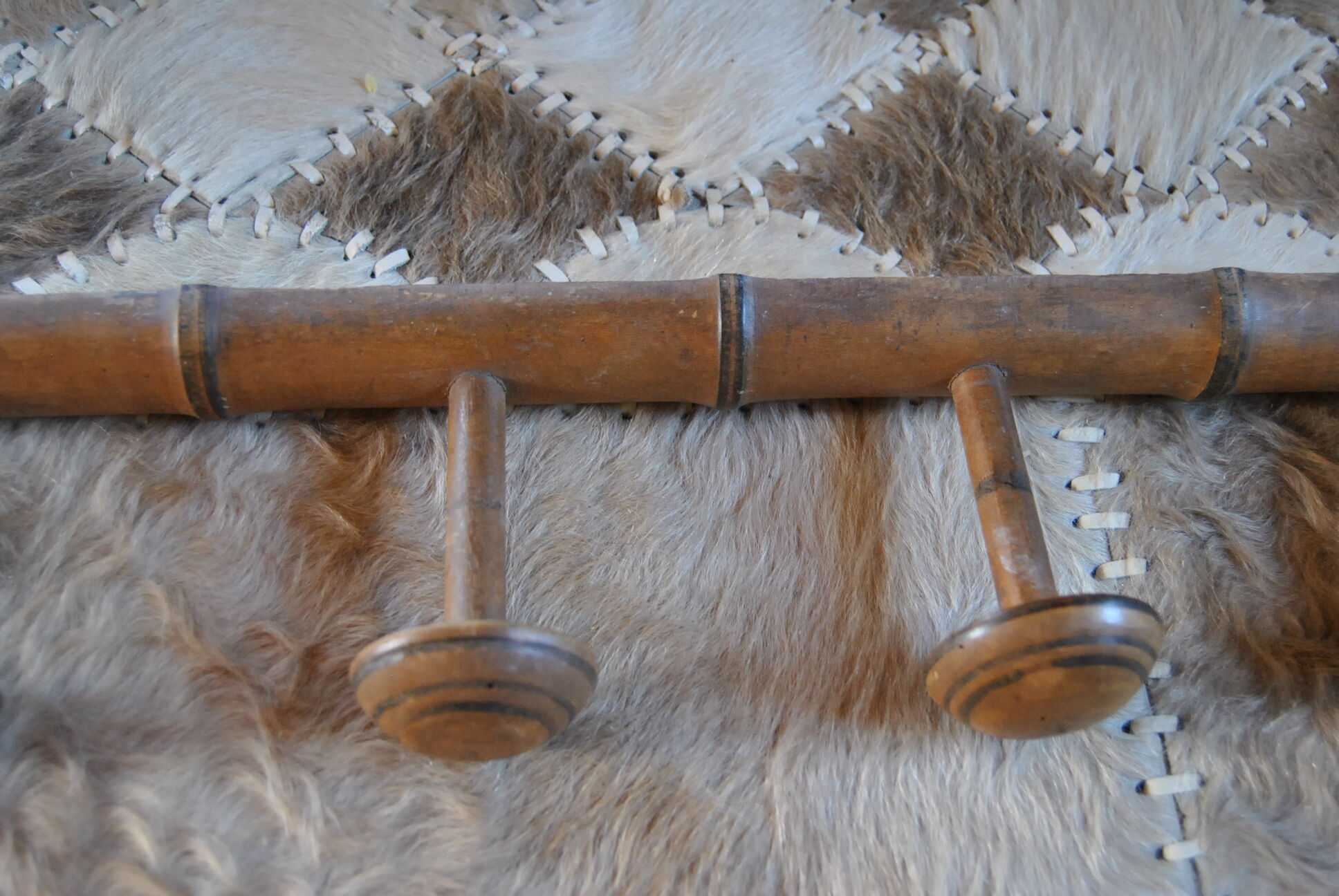 Patère 6 wooden crochet early XXeme