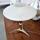 Scandinavian style lamp in teak, brass and opaline