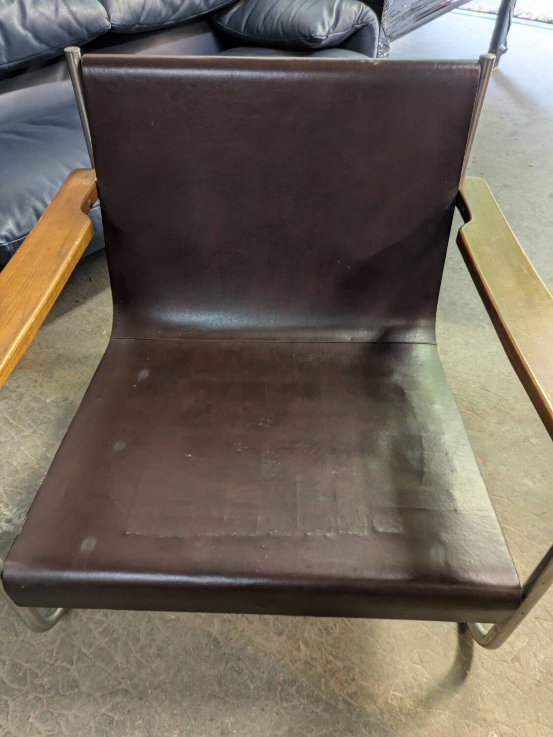 Vintage Bauhaus style armchair in leatherette and metal, 1970