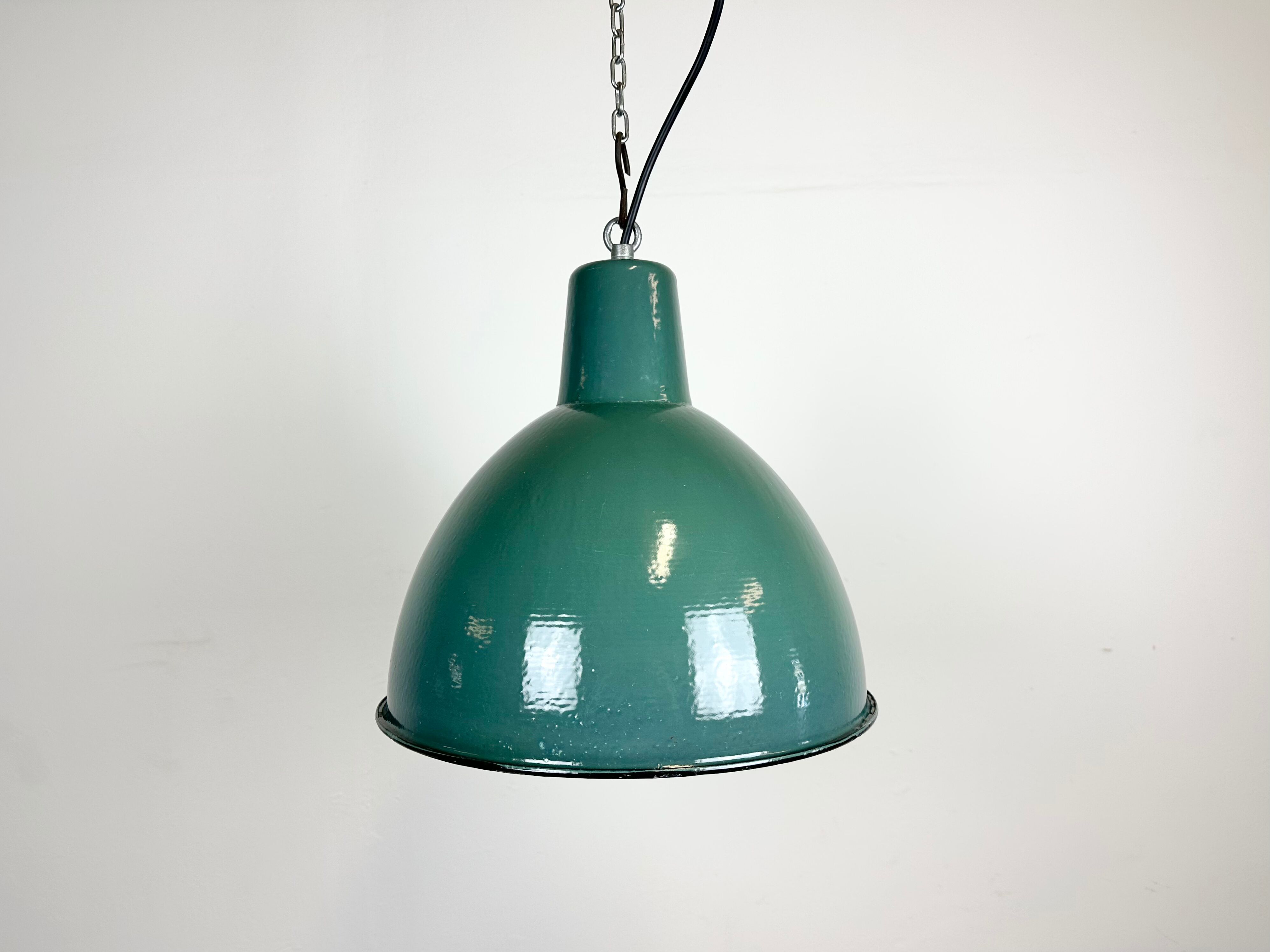 Industrial Green  Enamel Factory Lamp, 1960s