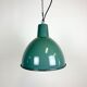 Lampe industrielle d’usine en émail vert années 1960
