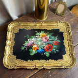 Wooden platter, hand-painted decoration