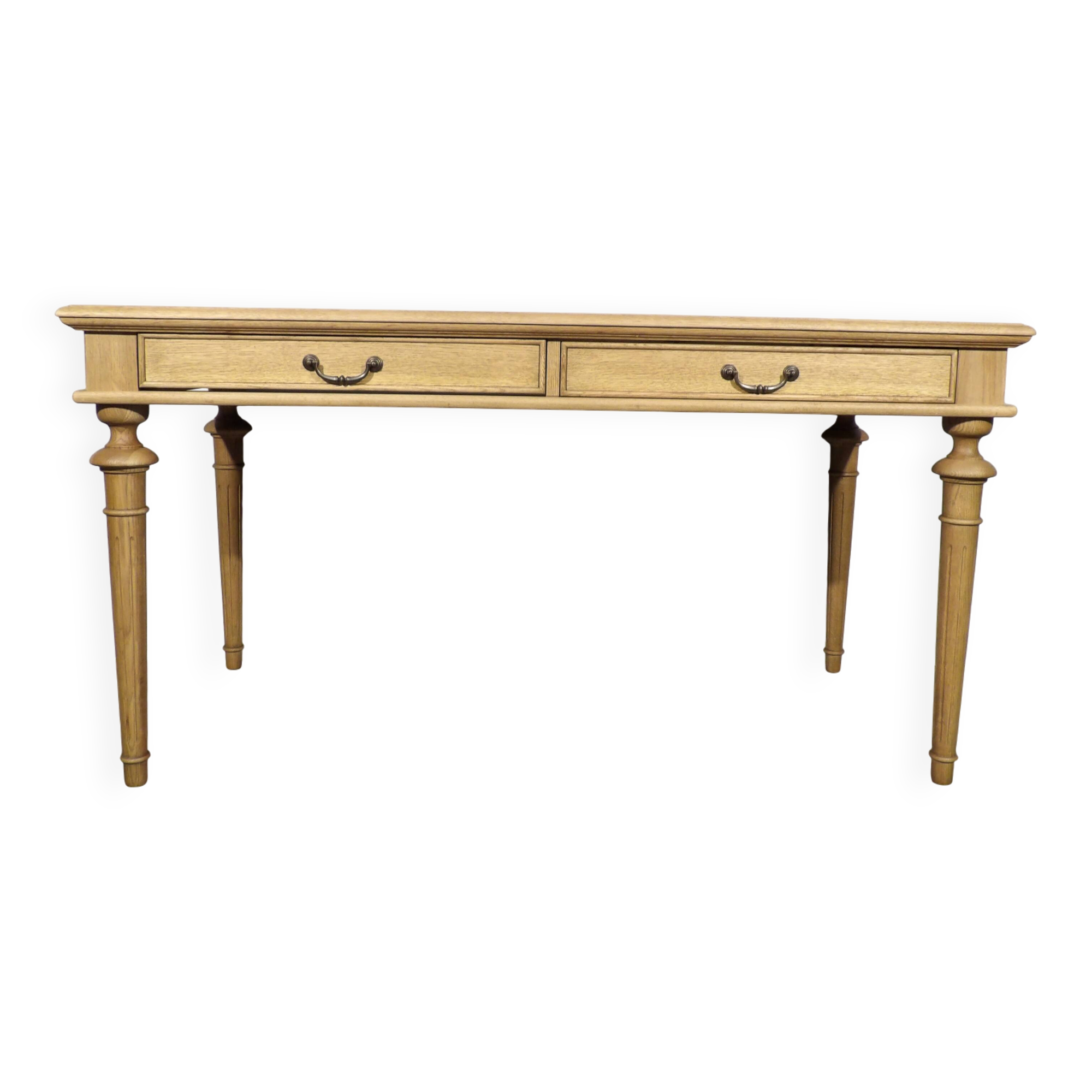Large desk with natural oak top, 2 drawers