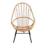 Vintage rattan wicker armchair by Rohe Noordwolde