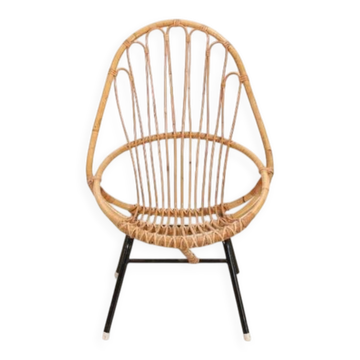 Vintage rattan wicker armchair by Rohe Noordwolde