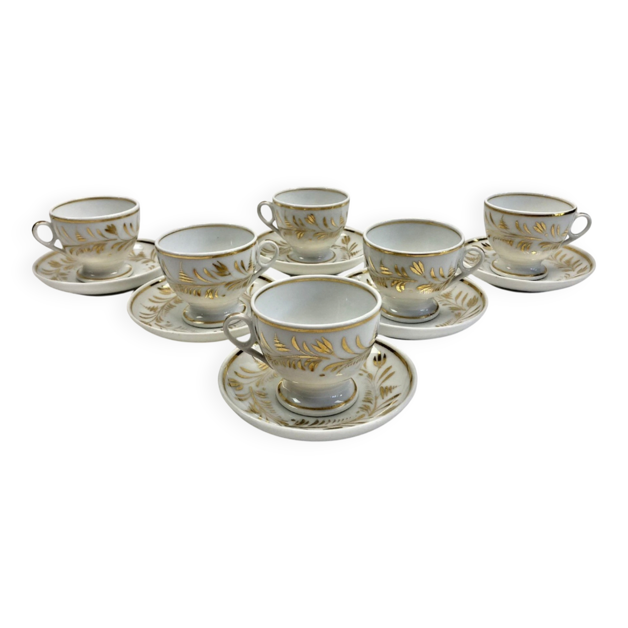 Antique Empire XIX coffee service for 6 cups, porcelain from Paris.
