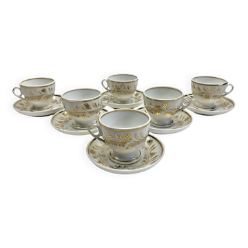 Ancien service de 6 tasses à café Empire XIX porcelaine de Paris