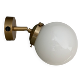 Vintage globe wall light in white opaline.