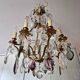 Brass cage chandelier and crystal pendants with 8 lights and 79 pendants