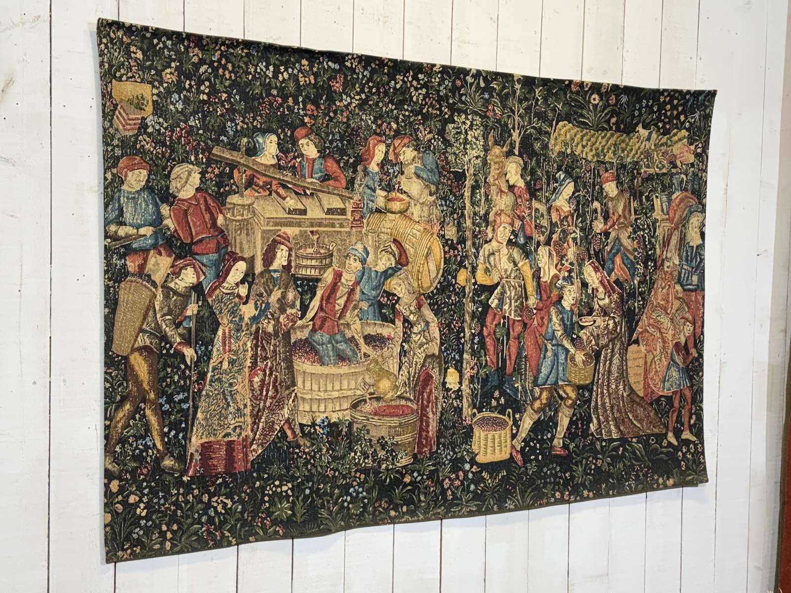1970s wall tapestry - The Grape Harvest - JP Gobelin Panels