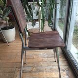 4 chairs in vintage formica brown wood effect