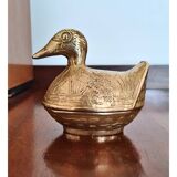 Vintage Solid Brass Duck-Shaped Jewelry Box