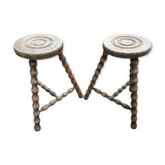 Duo of wooden stools