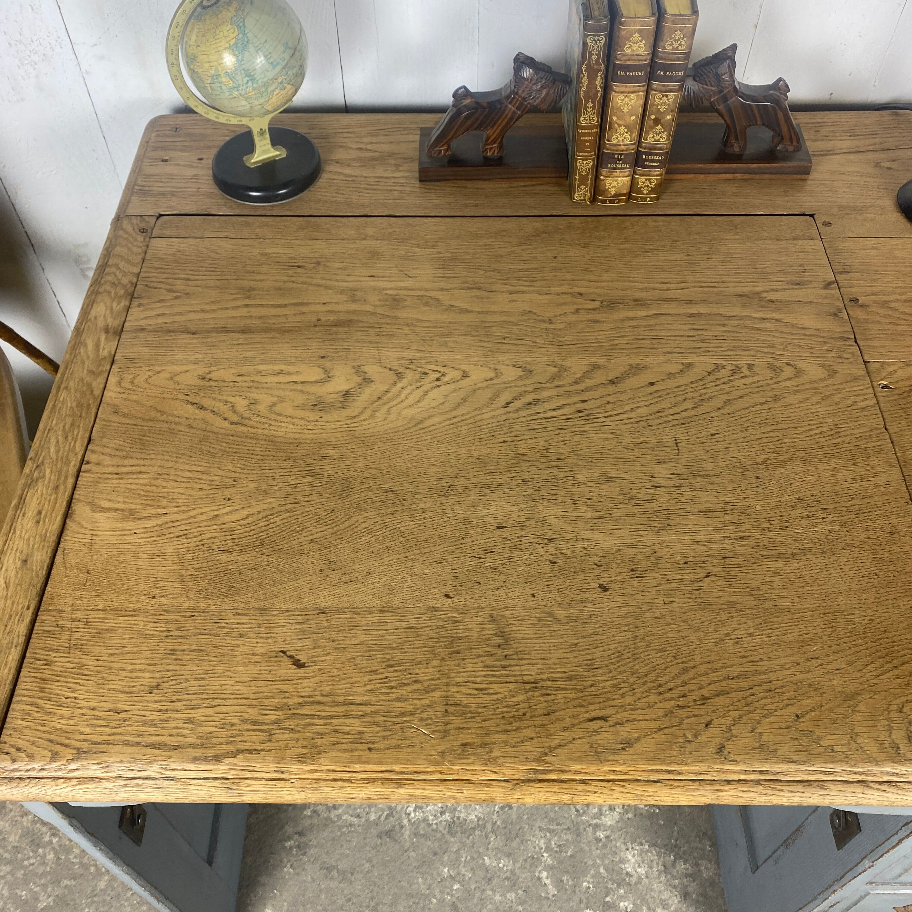 Bureau escamotable chêne patine