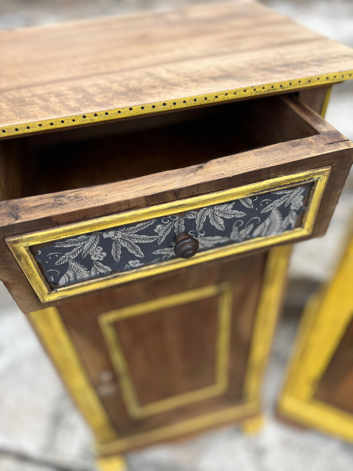 Pair of antique bedside tables