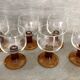 6 Amber stemmed glasses an'70