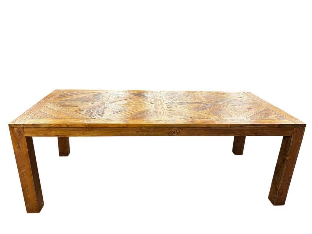 Table XL vintage en bois avec marqueterie