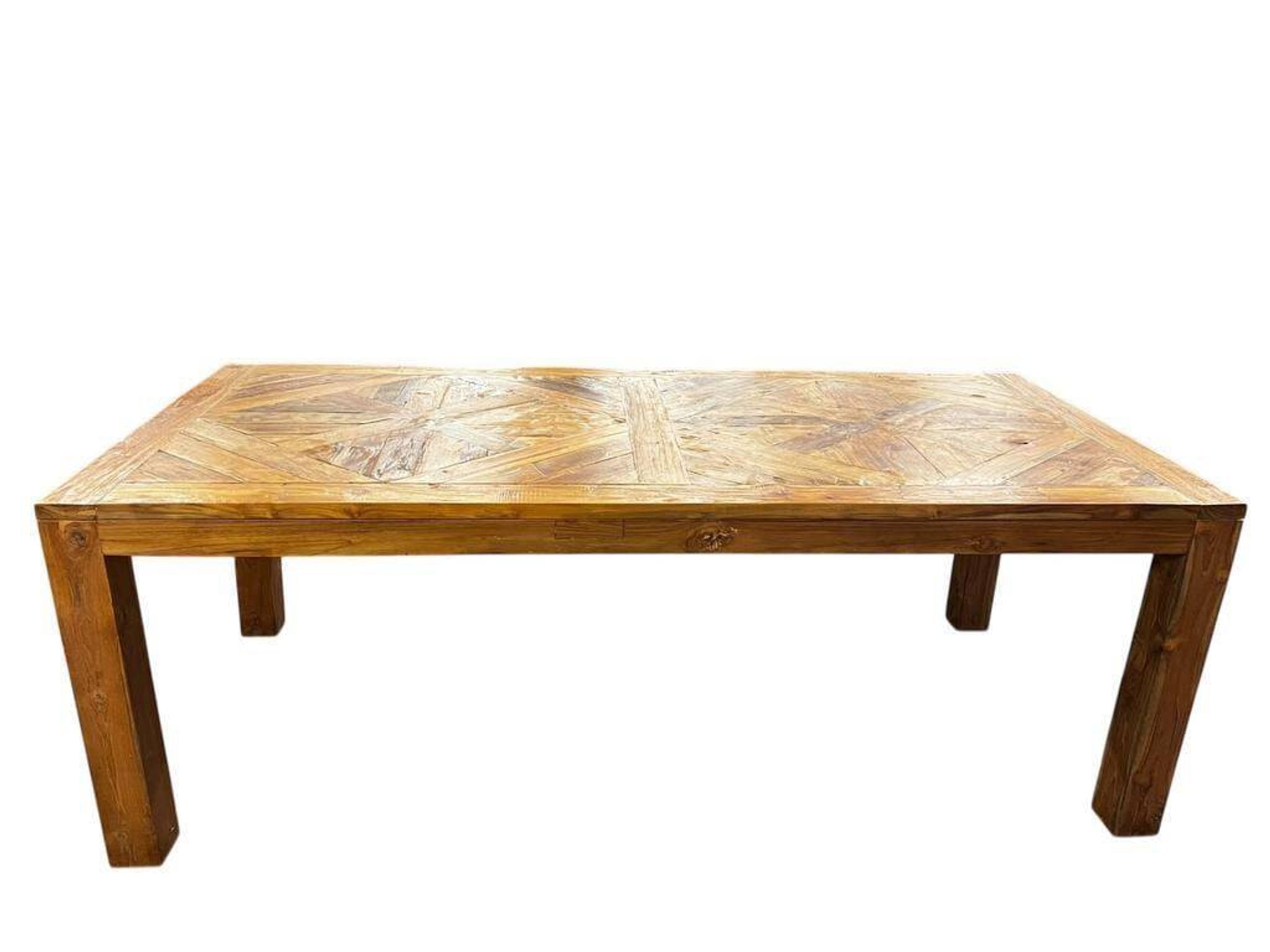 XL vintage wooden table with marquetry