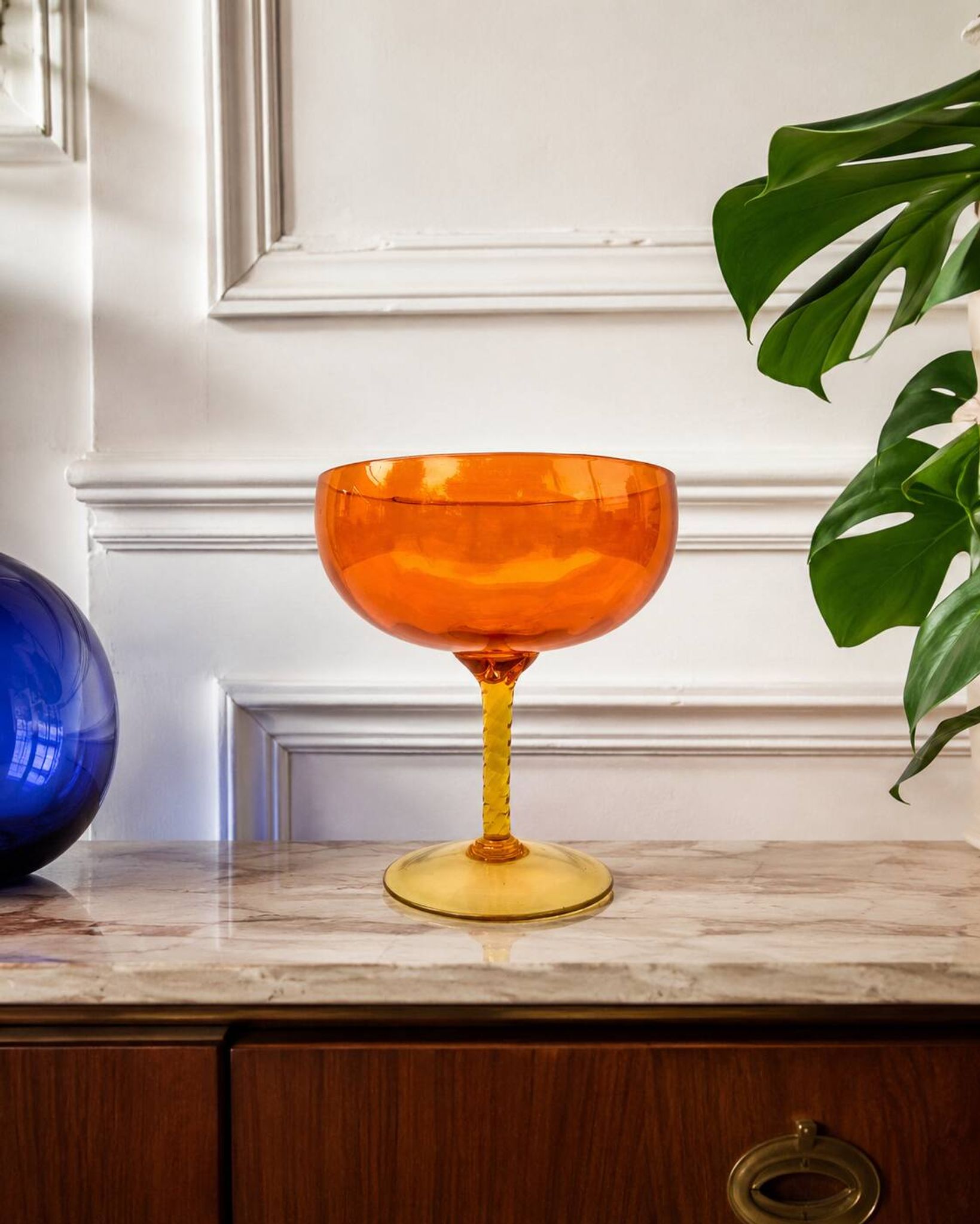 Grande coupe en verre soufflé style murano