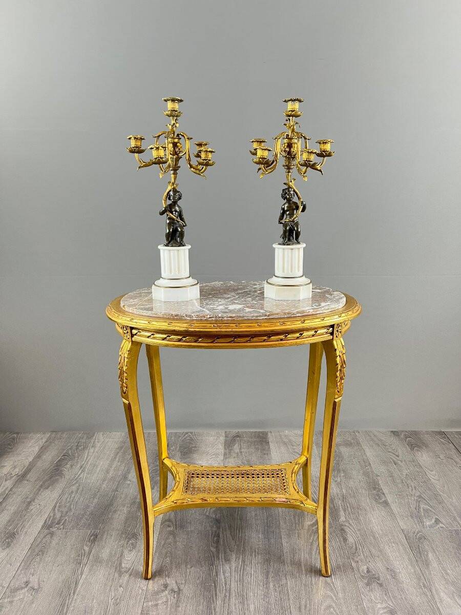 Pair of bronze and marble candelabra, Napoleon III period