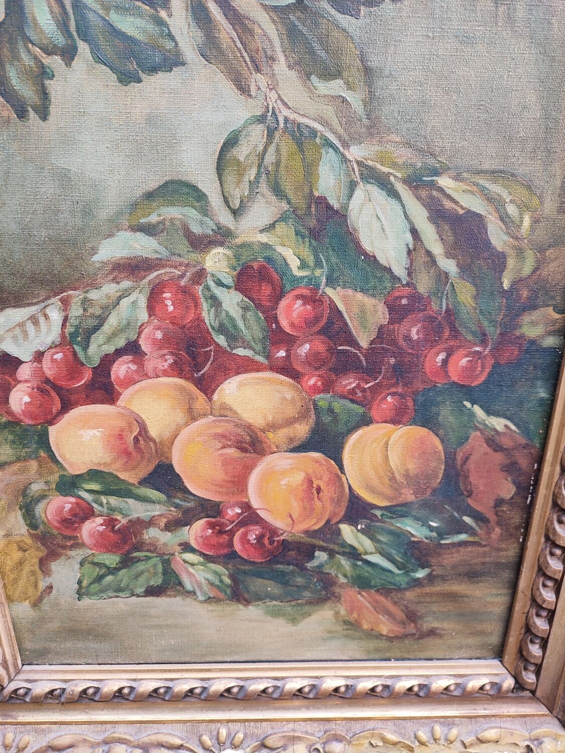 Still life on canvas, summer fruits