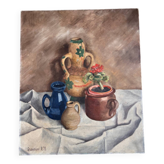 Nature morte pots de fleurs