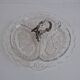 Art Deco Pressed Glass Divided Serving Dish with Alpaca Handle, 1930