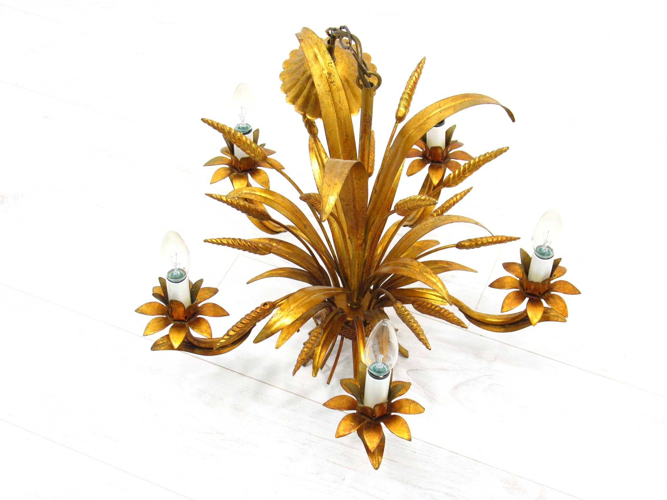 Lustre floral hollywood regency années 1970