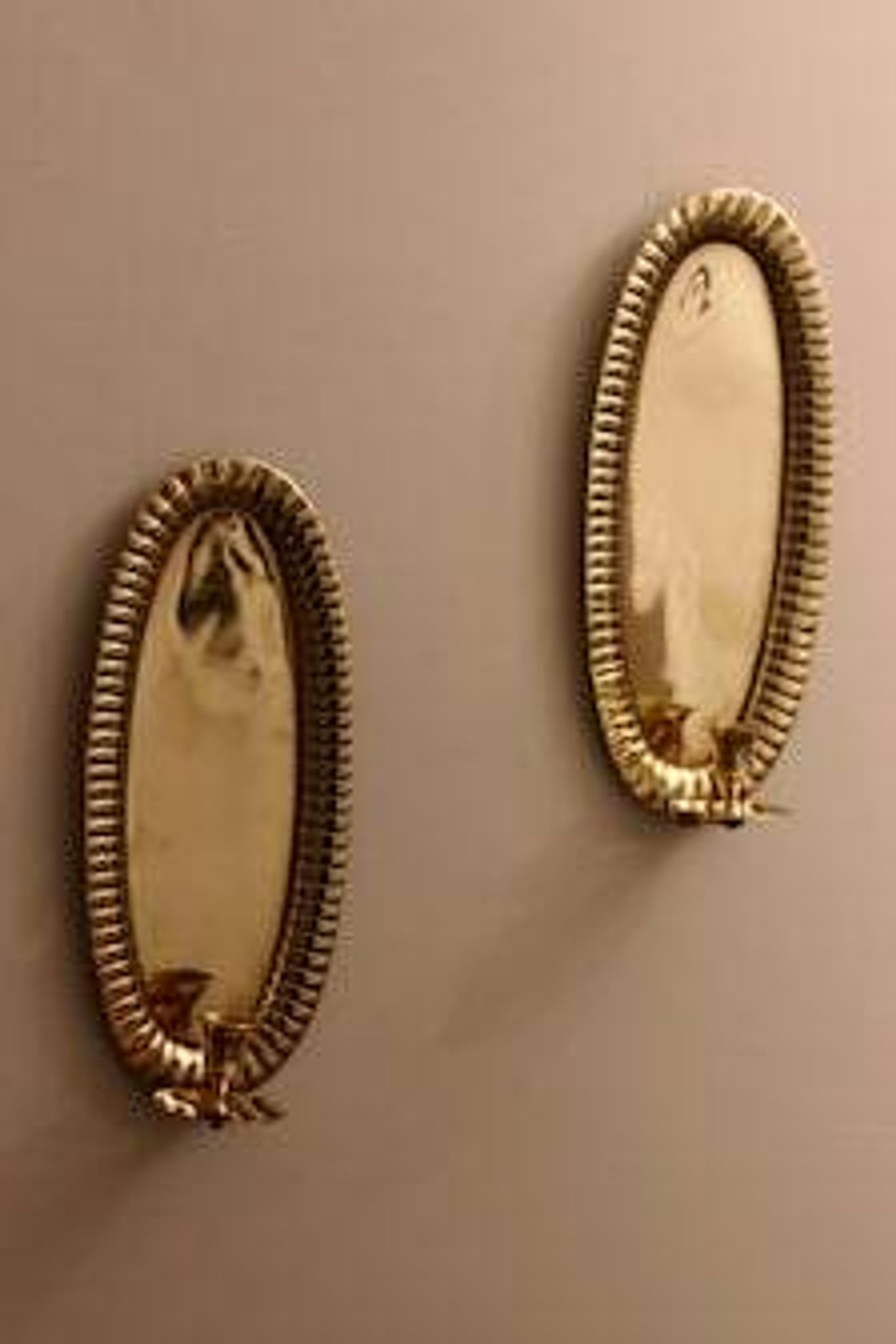 Vintage Swedish Oval Wall Sconces in Brass
