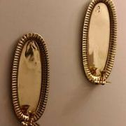 Vintage Swedish Oval Wall Sconces in Brass