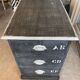 Antique professional furniture in patinated wood with 3 administration locker drawers