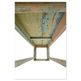 Solid wood coffee table with blue patina