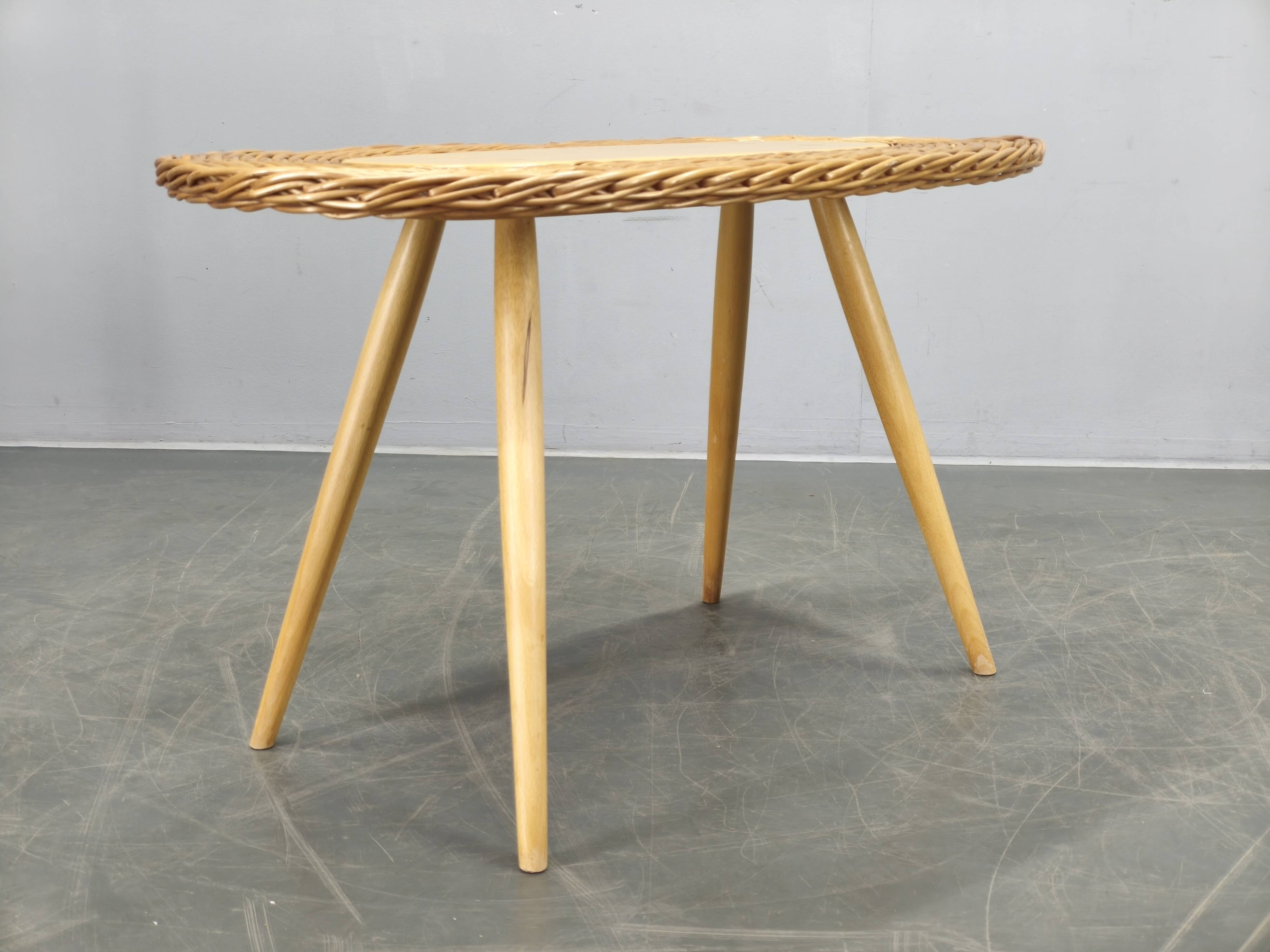 ULUV Rattan Coffee Table by Jan Kalous, Czechoslovakia, 1970s