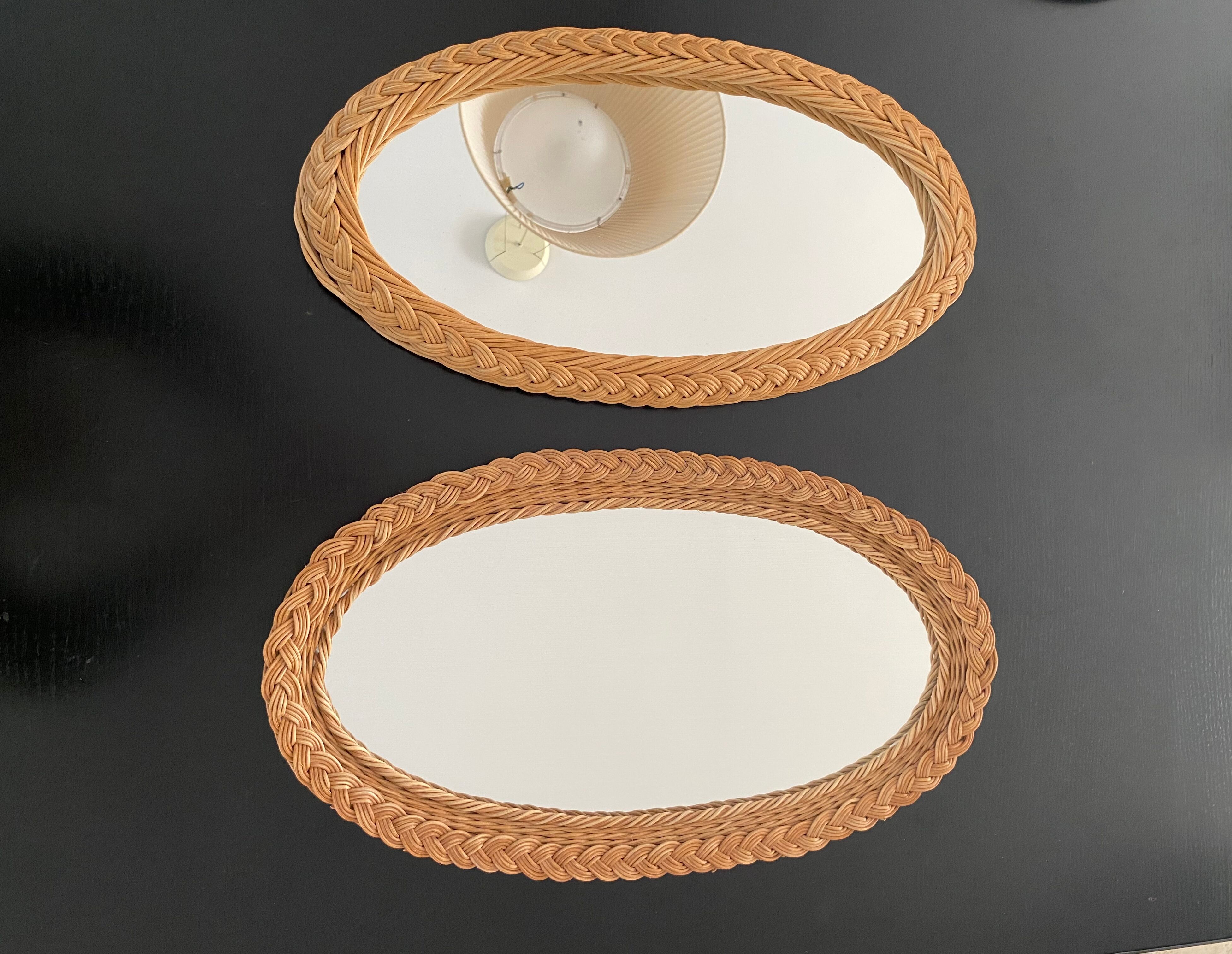 Braided rattan mirror
