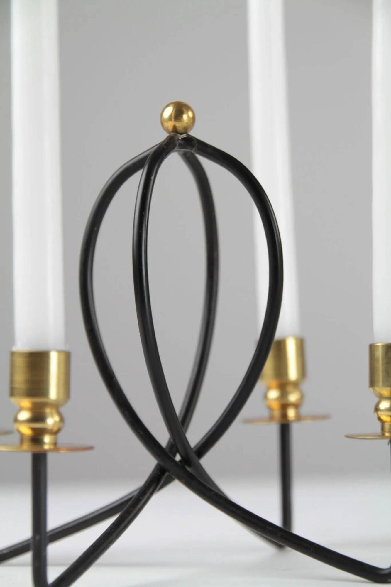 Black & brass four-light candle holder – Gunnar Ander for Ystad-Metall, Sweden, 1950s/1960s