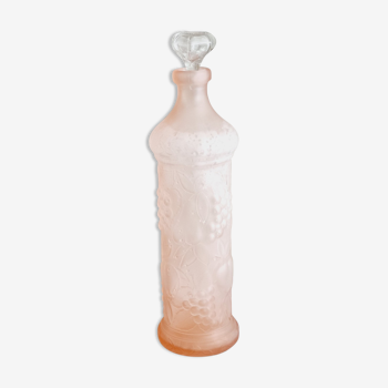 Pink frosted glass bottle, empoli italy