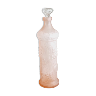 Pink frosted glass bottle, empoli italy