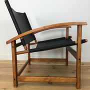 Scandinavian hyllinge Mobler Denmark chair, safari style, leather and wood