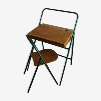 Pupitre enfant pliable années 50/60 et sa chaise