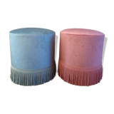 A pair of vintage velvet poufs.